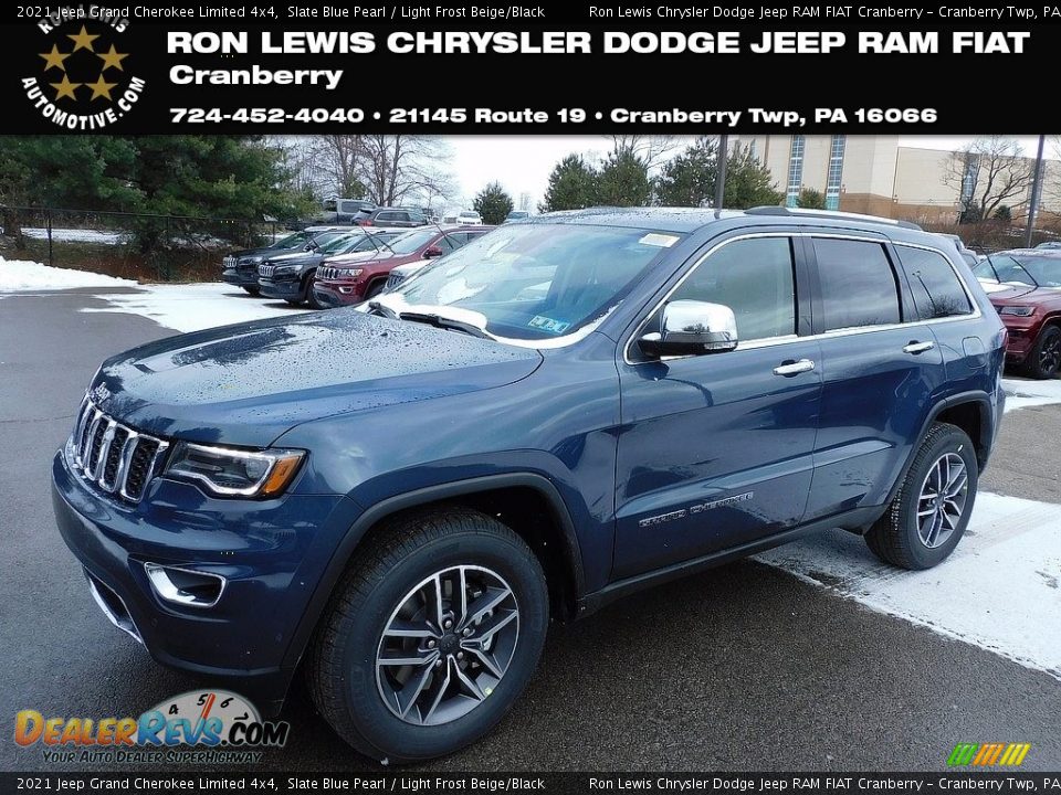 2021 Jeep Grand Cherokee Limited 4x4 Slate Blue Pearl / Light Frost Beige/Black Photo #1