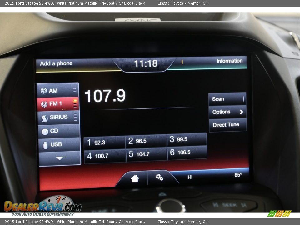 2015 Ford Escape SE 4WD White Platinum Metallic Tri-Coat / Charcoal Black Photo #12