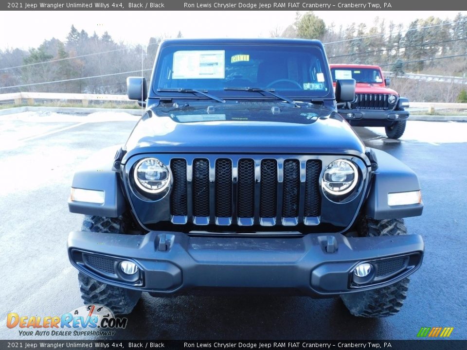 2021 Jeep Wrangler Unlimited Willys 4x4 Black / Black Photo #2