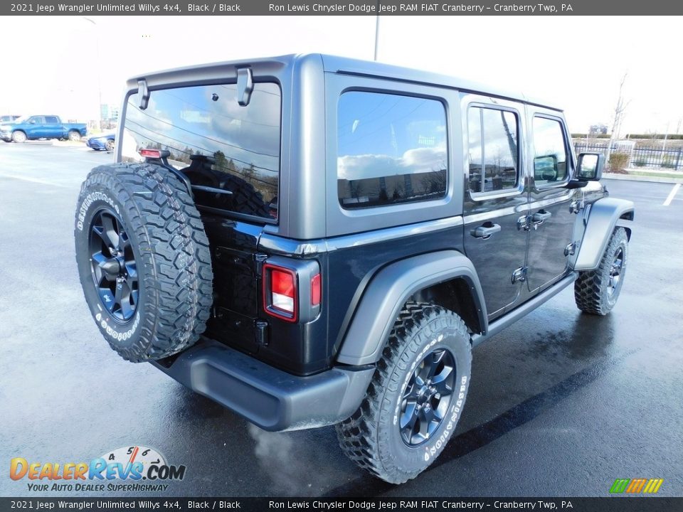 2021 Jeep Wrangler Unlimited Willys 4x4 Black / Black Photo #5