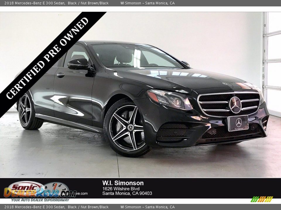 2018 Mercedes-Benz E 300 Sedan Black / Nut Brown/Black Photo #1