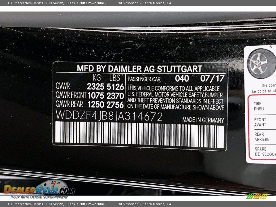 2018 Mercedes-Benz E 300 Sedan Black / Nut Brown/Black Photo #33