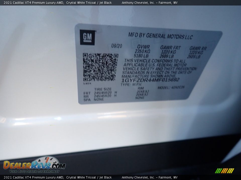 2021 Cadillac XT4 Premium Luxury AWD Crystal White Tricoat / Jet Black Photo #15