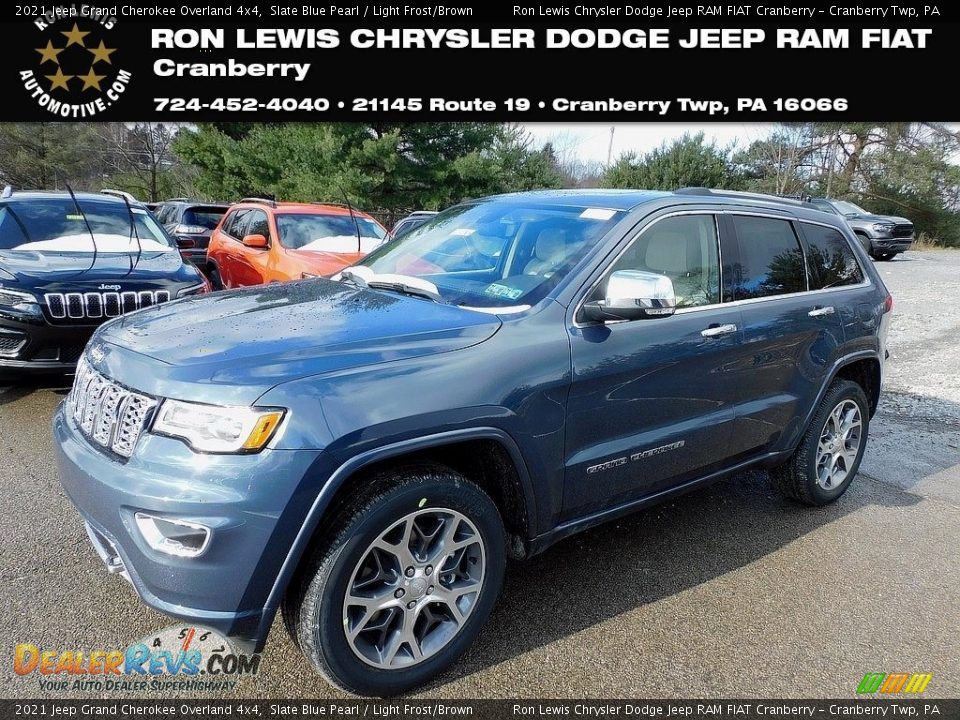 2021 Jeep Grand Cherokee Overland 4x4 Slate Blue Pearl / Light Frost/Brown Photo #1