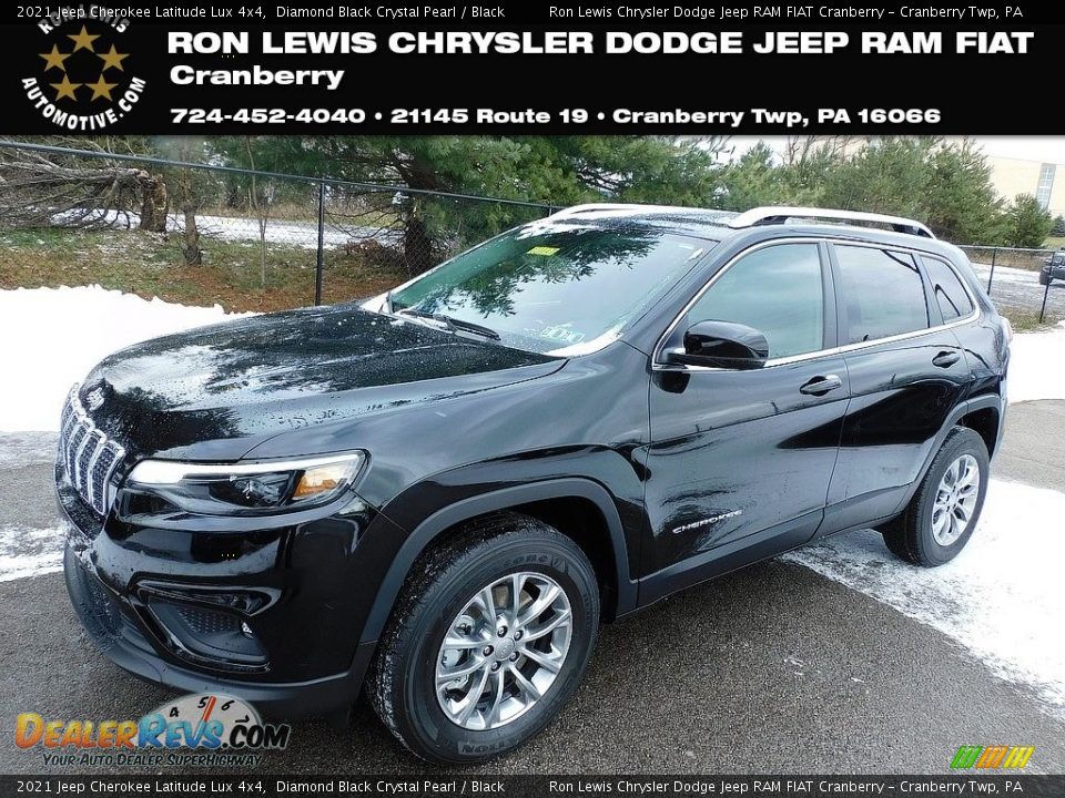 2021 Jeep Cherokee Latitude Lux 4x4 Diamond Black Crystal Pearl / Black Photo #1