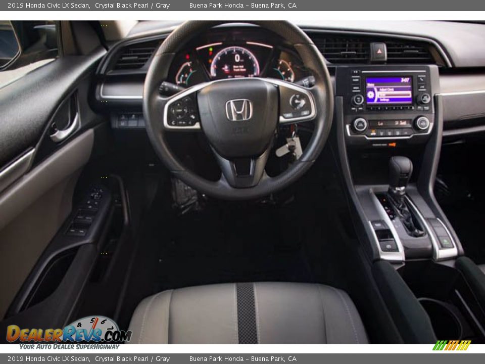 2019 Honda Civic LX Sedan Crystal Black Pearl / Gray Photo #5