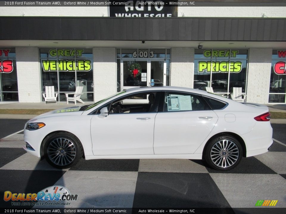 2018 Ford Fusion Titanium AWD Oxford White / Medium Soft Ceramic Photo #1