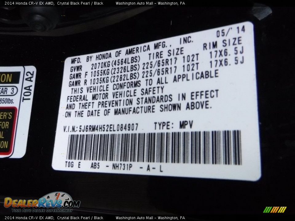2014 Honda CR-V EX AWD Crystal Black Pearl / Black Photo #24