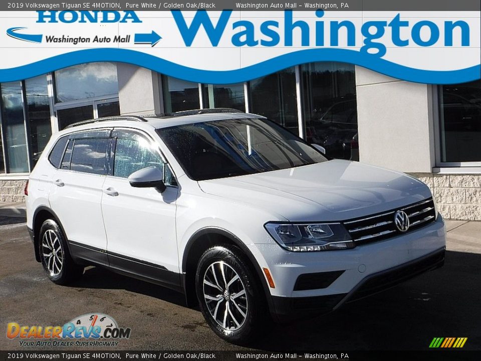 2019 Volkswagen Tiguan SE 4MOTION Pure White / Golden Oak/Black Photo #1