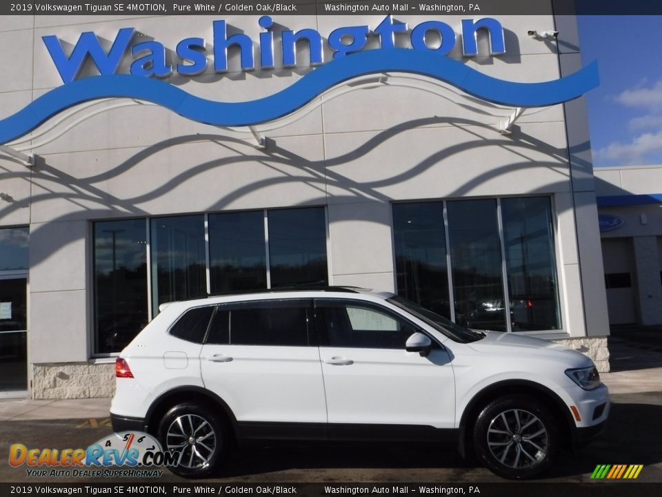 2019 Volkswagen Tiguan SE 4MOTION Pure White / Golden Oak/Black Photo #2