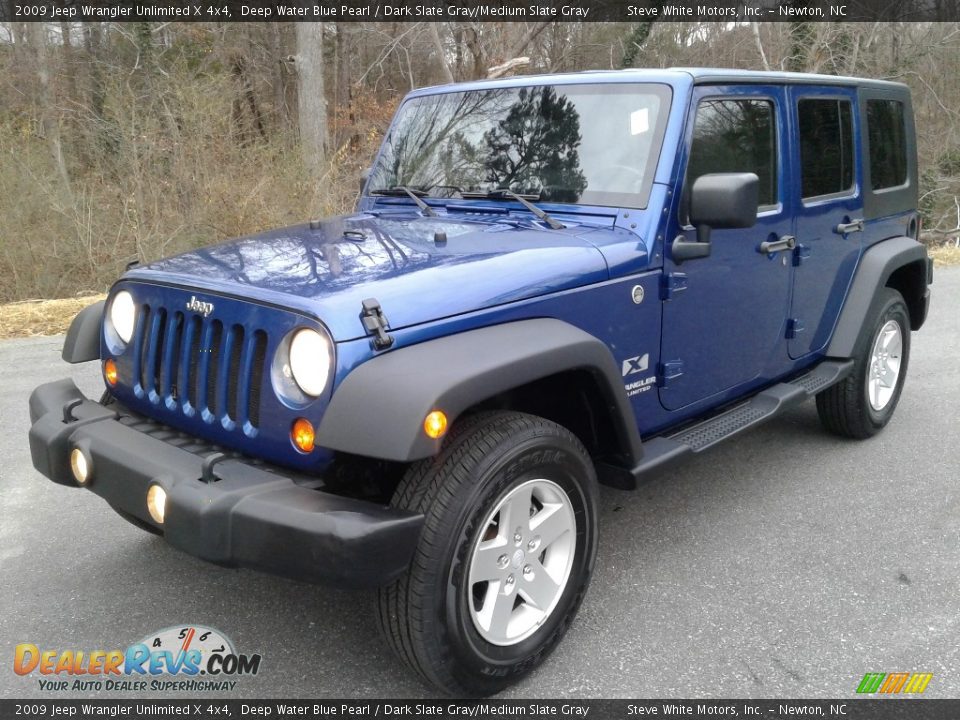 2009 Jeep Wrangler Unlimited X 4x4 Deep Water Blue Pearl / Dark Slate Gray/Medium Slate Gray Photo #2