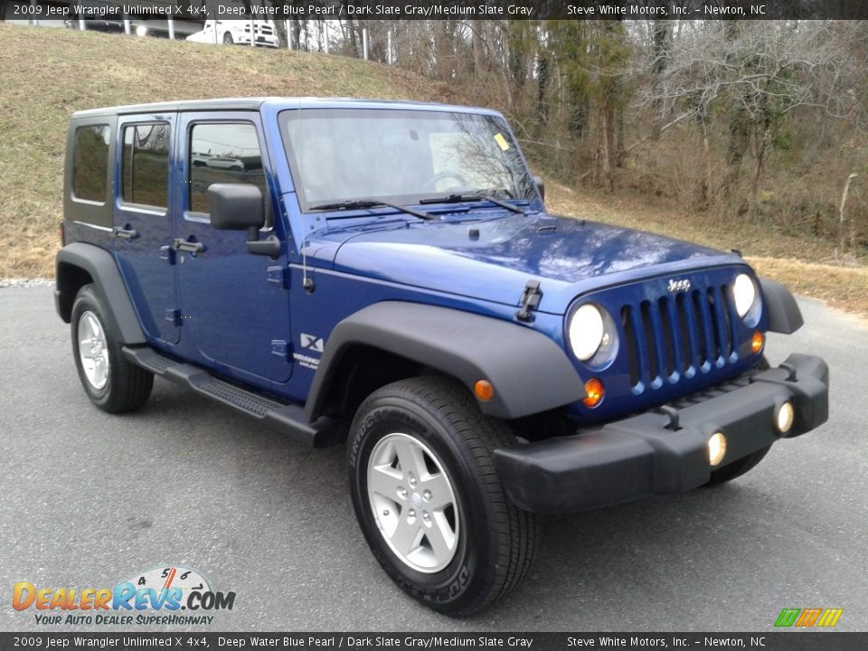 2009 Jeep Wrangler Unlimited X 4x4 Deep Water Blue Pearl / Dark Slate Gray/Medium Slate Gray Photo #4