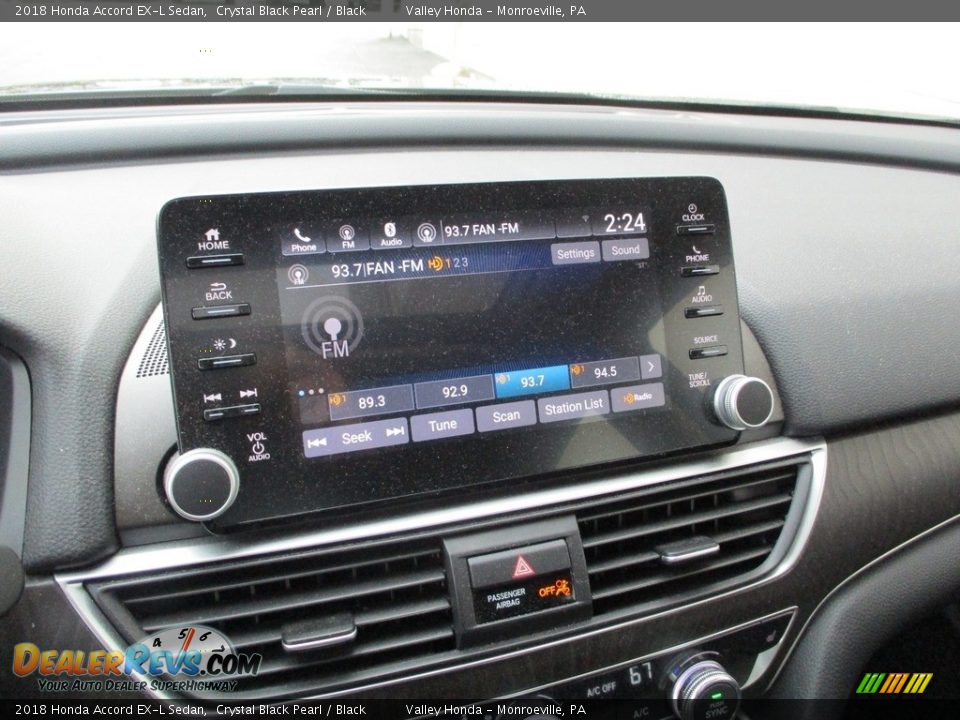 2018 Honda Accord EX-L Sedan Crystal Black Pearl / Black Photo #15