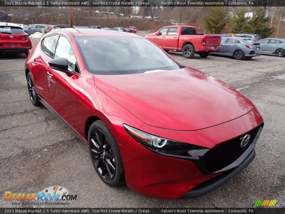 2021 Mazda Mazda3 2.5 Turbo Hatchback AWD Soul Red Crystal Metallic / Greige Photo #3