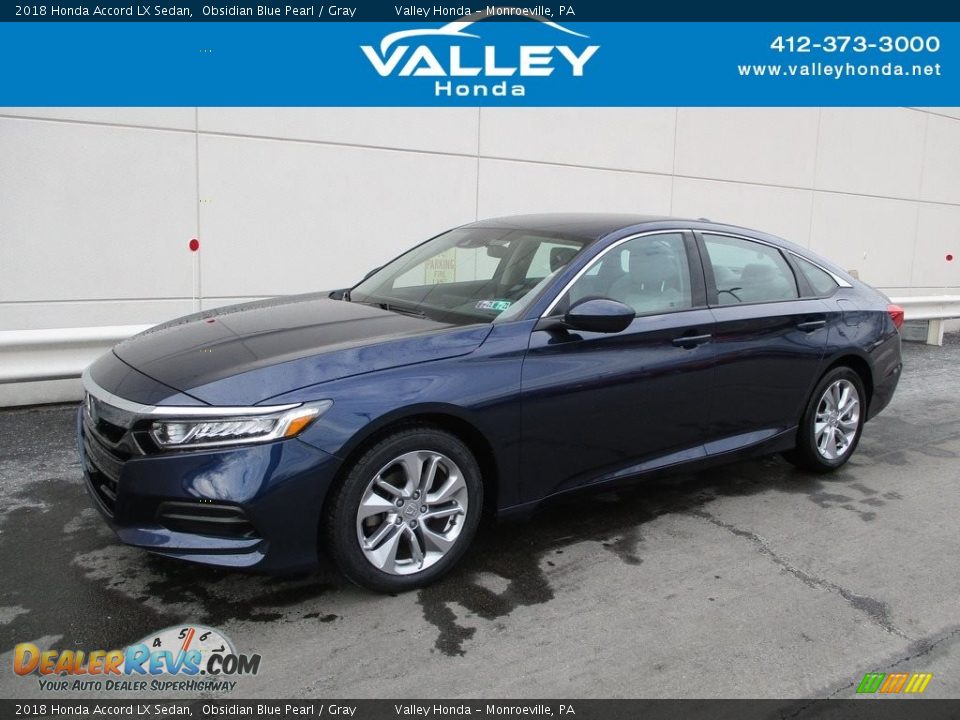 2018 Honda Accord LX Sedan Obsidian Blue Pearl / Gray Photo #1