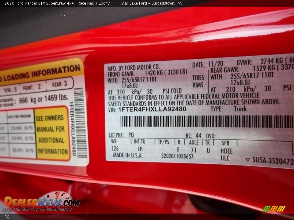 Ford Color Code PQ Race Red