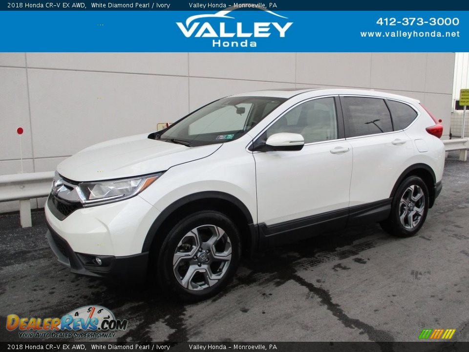 2018 Honda CR-V EX AWD White Diamond Pearl / Ivory Photo #1