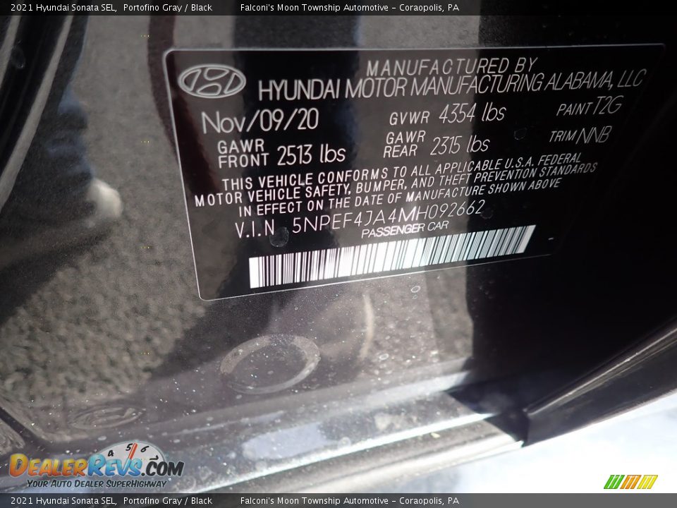 2021 Hyundai Sonata SEL Portofino Gray / Black Photo #12