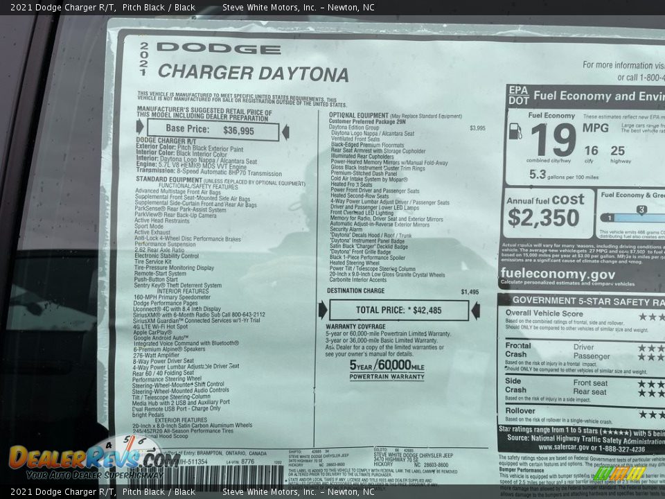 2021 Dodge Charger R/T Window Sticker Photo #28