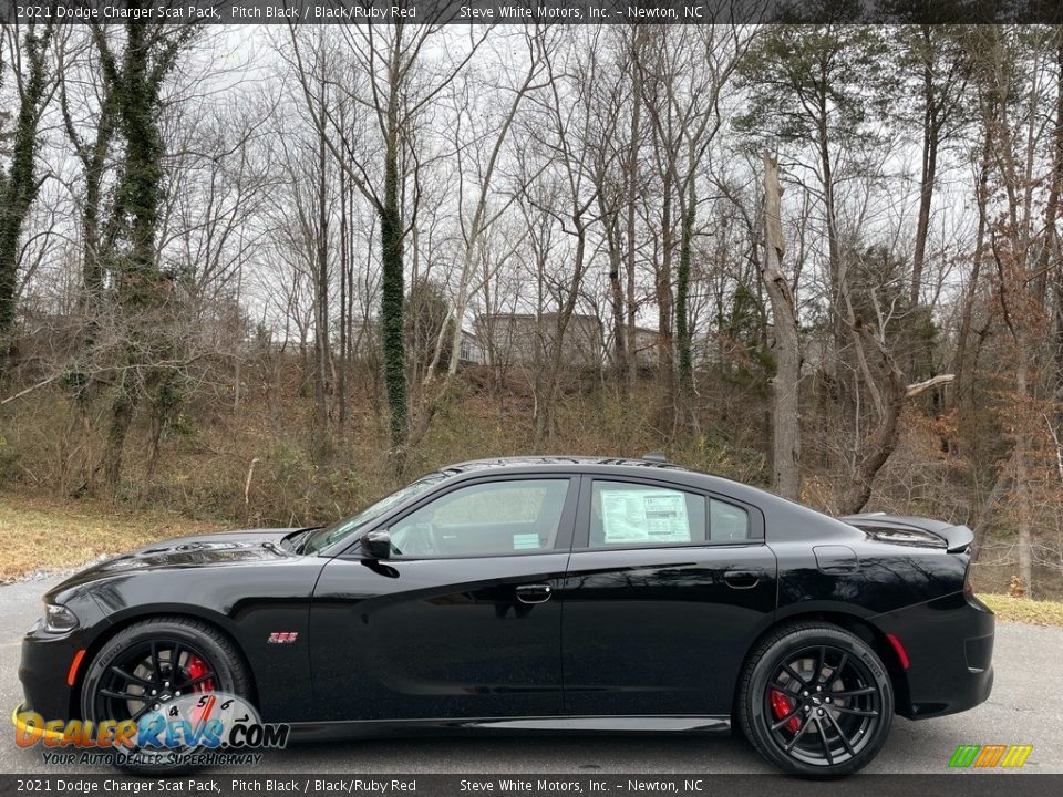2021 Dodge Charger Scat Pack Pitch Black / Black/Ruby Red Photo #1