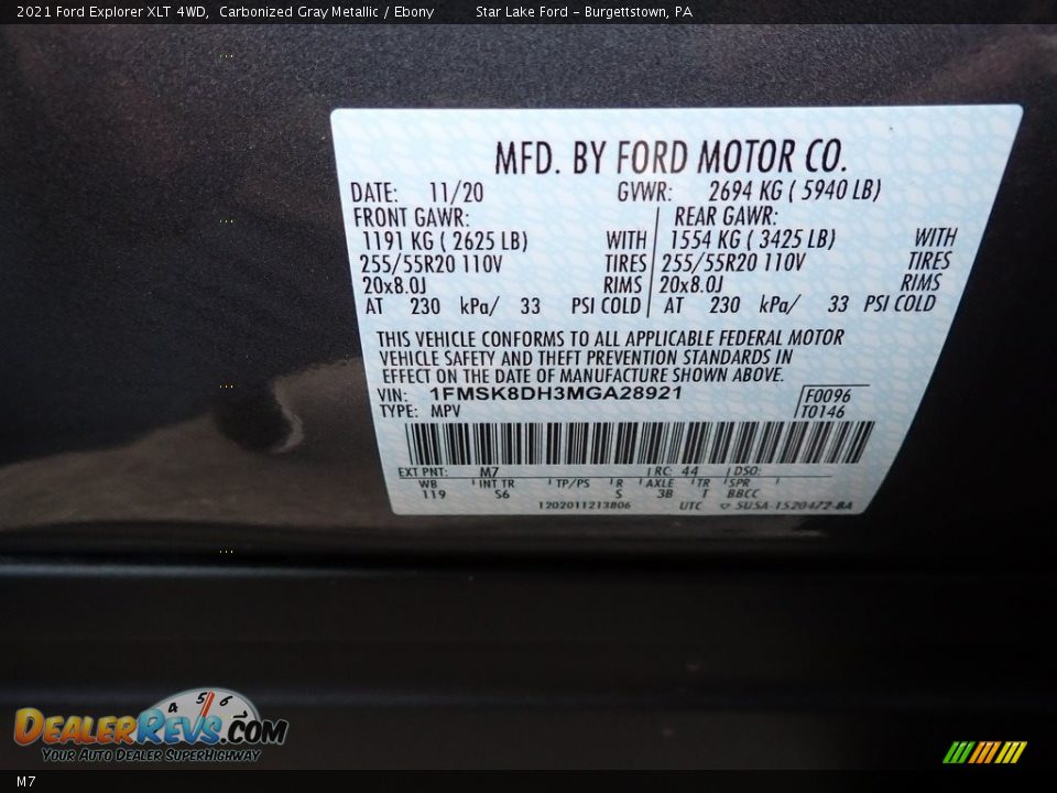 Ford Color Code M7 Carbonized Gray Metallic