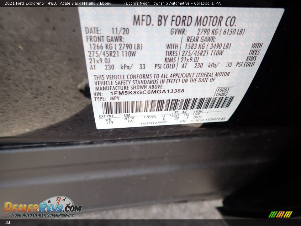 Ford Color Code UM Agate Black Metallic