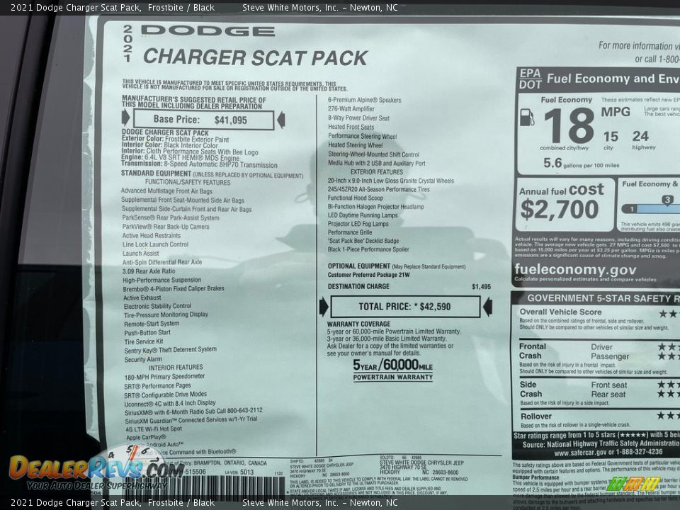 2021 Dodge Charger Scat Pack Frostbite / Black Photo #27