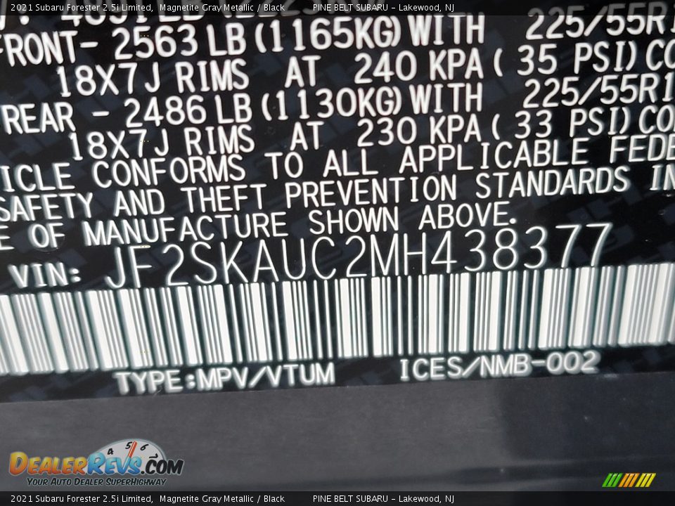 2021 Subaru Forester 2.5i Limited Magnetite Gray Metallic / Black Photo #15