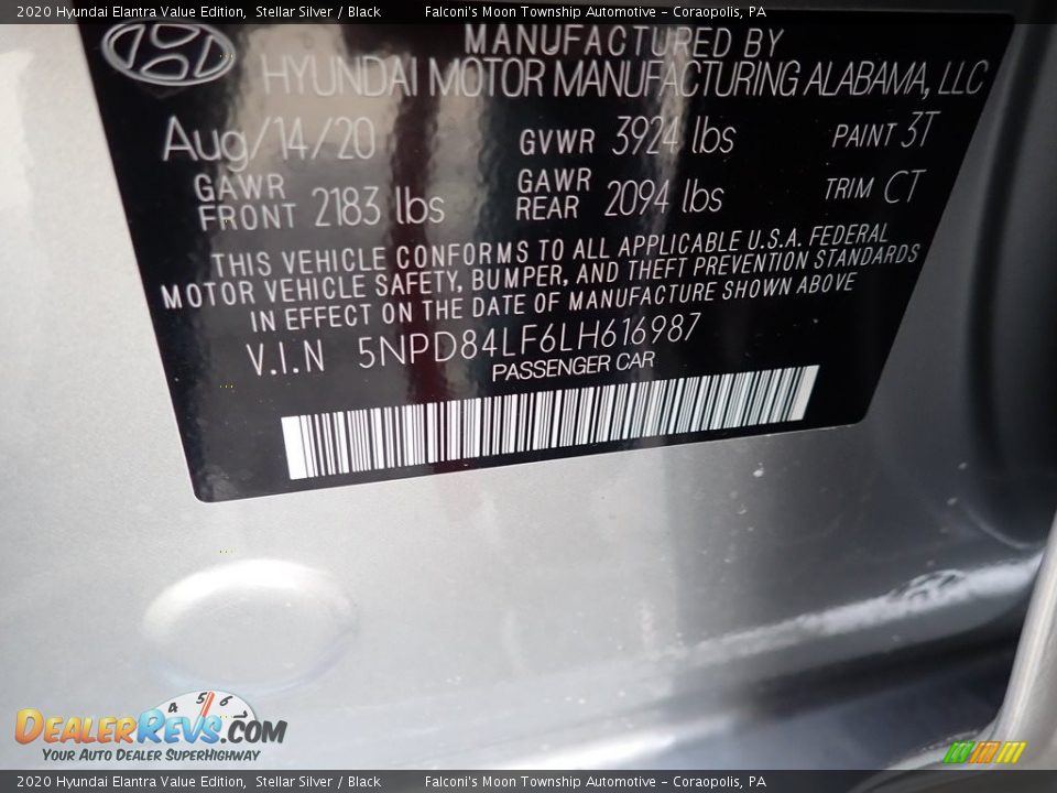2020 Hyundai Elantra Value Edition Stellar Silver / Black Photo #12