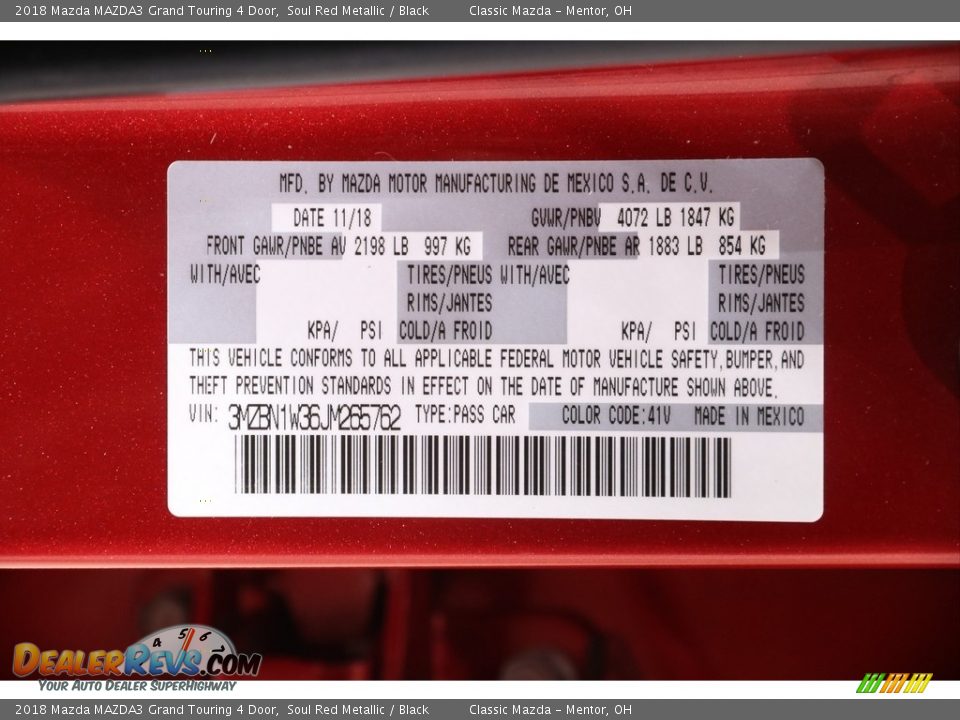 2018 Mazda MAZDA3 Grand Touring 4 Door Soul Red Metallic / Black Photo #20