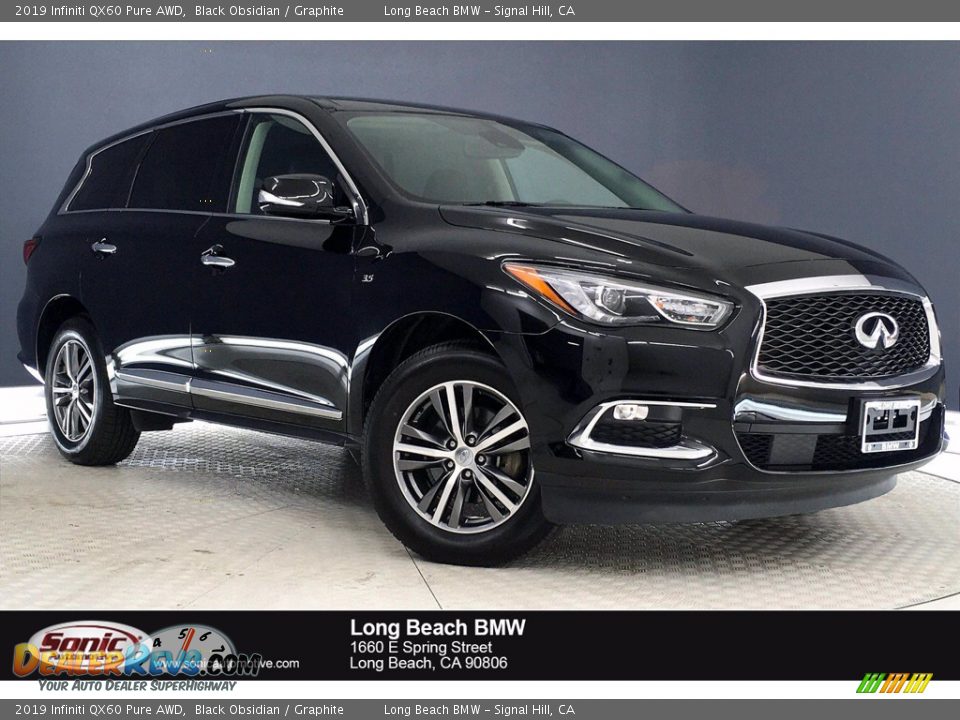 2019 Infiniti QX60 Pure AWD Black Obsidian / Graphite Photo #1