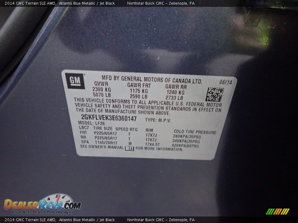 2014 GMC Terrain SLE AWD Atlantis Blue Metallic / Jet Black Photo #15