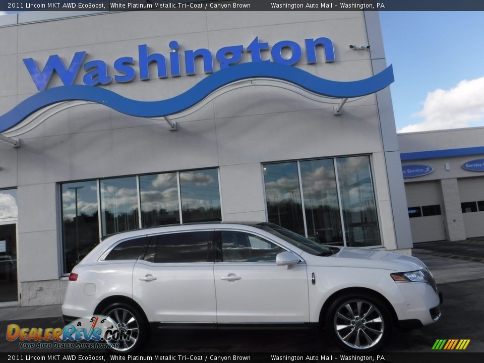 2011 Lincoln MKT AWD EcoBoost White Platinum Metallic Tri-Coat / Canyon Brown Photo #2