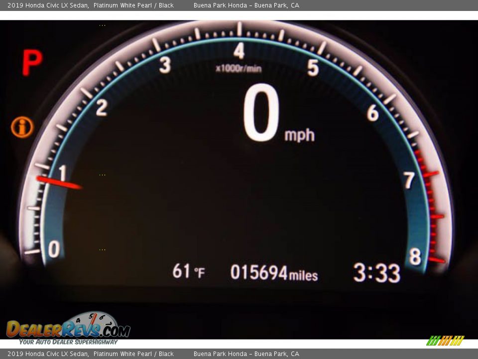 2019 Honda Civic LX Sedan Platinum White Pearl / Black Photo #6
