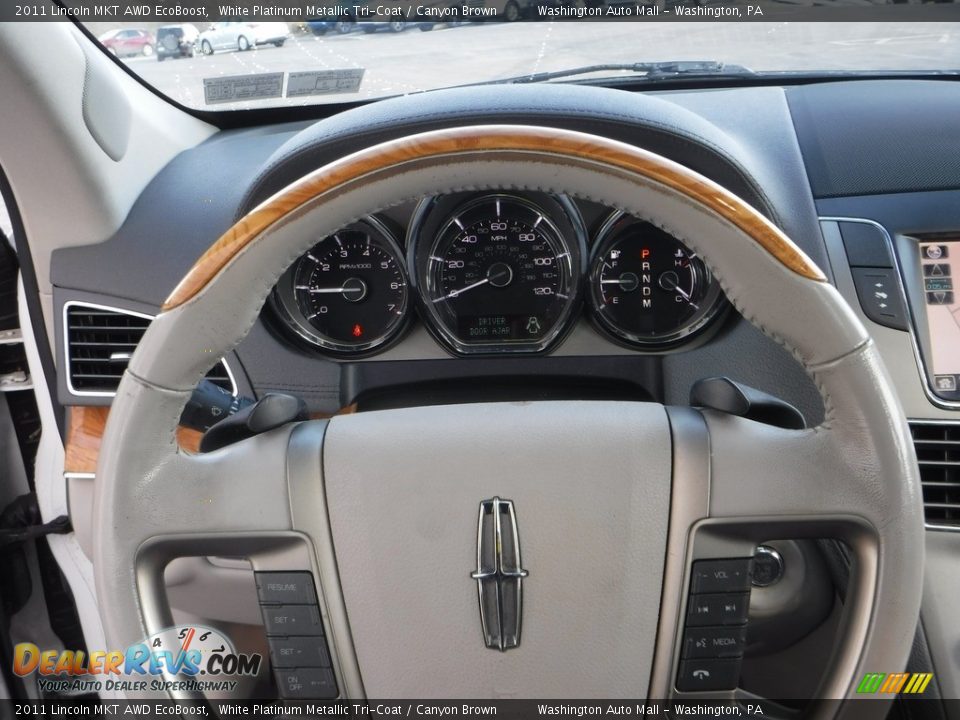 2011 Lincoln MKT AWD EcoBoost White Platinum Metallic Tri-Coat / Canyon Brown Photo #20