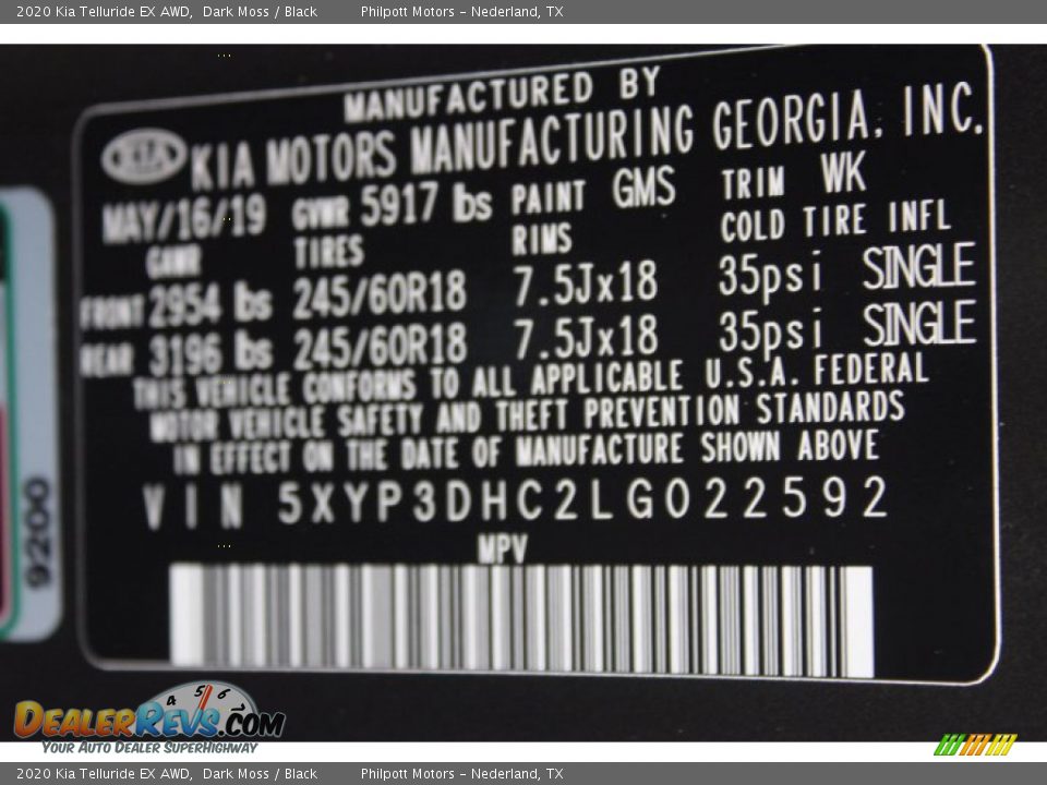 2020 Kia Telluride EX AWD Dark Moss / Black Photo #32