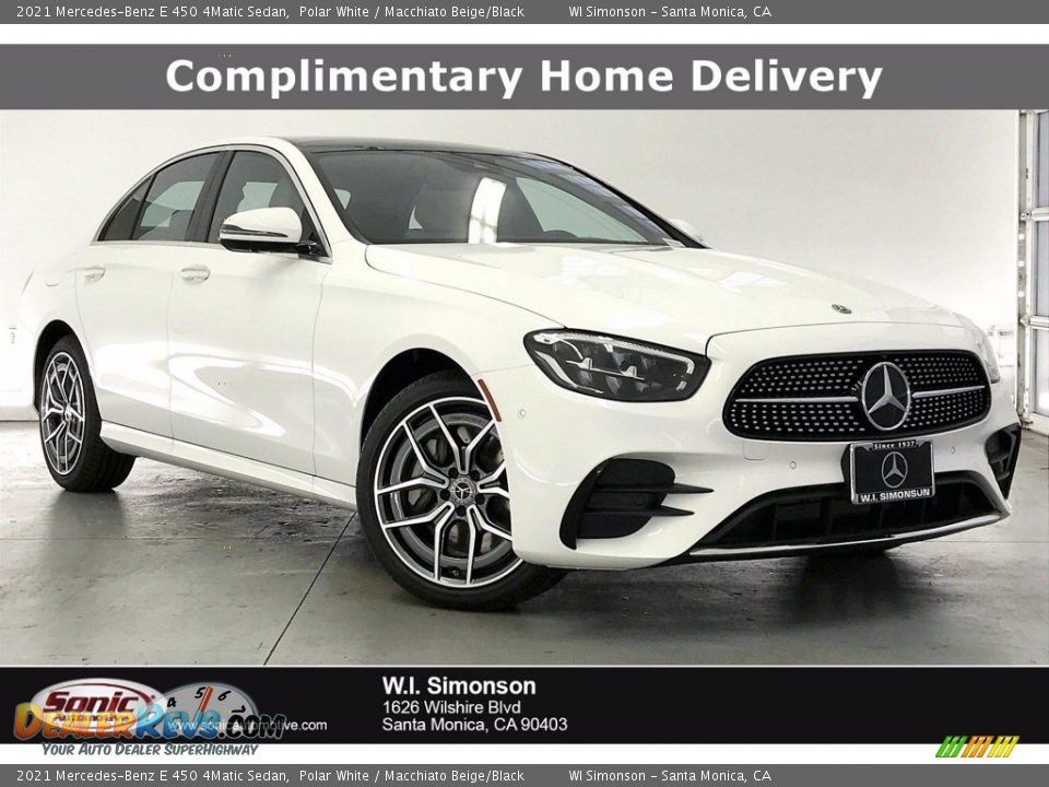 2021 Mercedes-Benz E 450 4Matic Sedan Polar White / Macchiato Beige/Black Photo #1