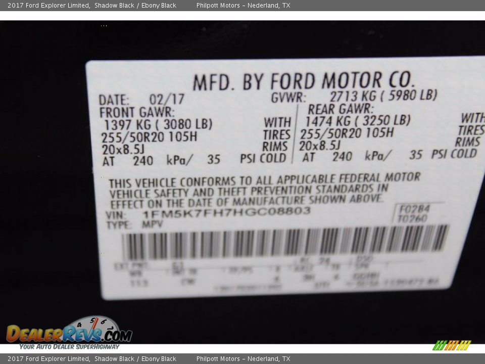 2017 Ford Explorer Limited Shadow Black / Ebony Black Photo #32