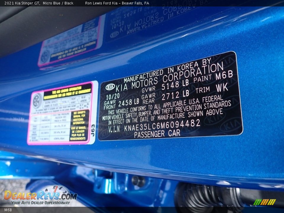 Kia Color Code M6B Micro Blue