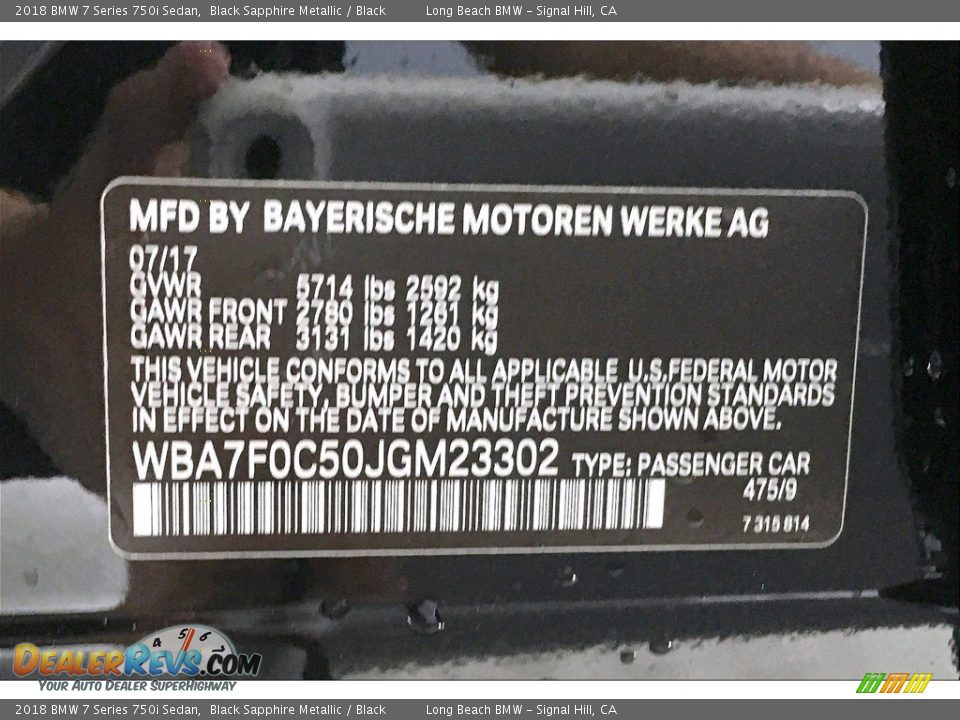 2018 BMW 7 Series 750i Sedan Black Sapphire Metallic / Black Photo #36