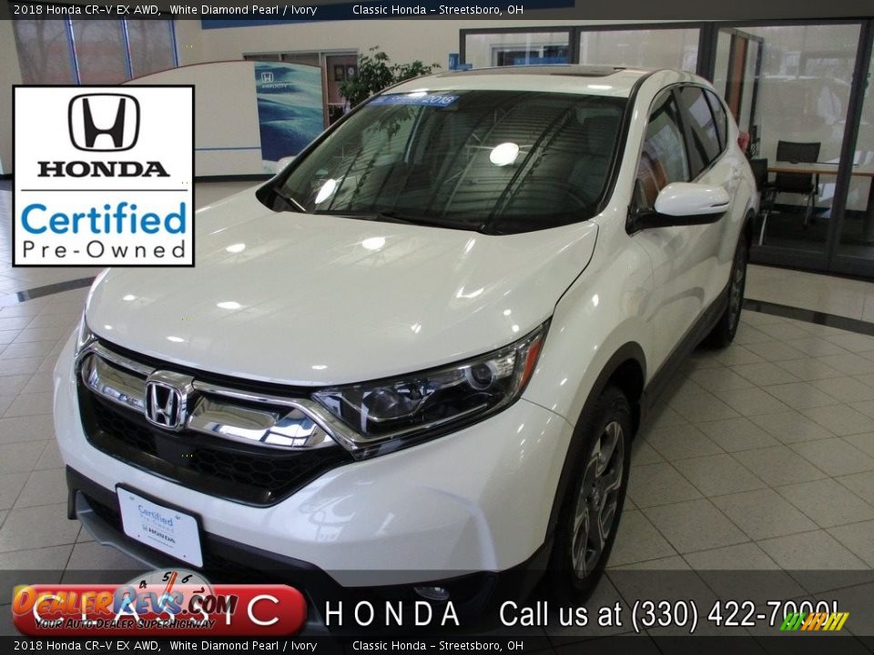 2018 Honda CR-V EX AWD White Diamond Pearl / Ivory Photo #1