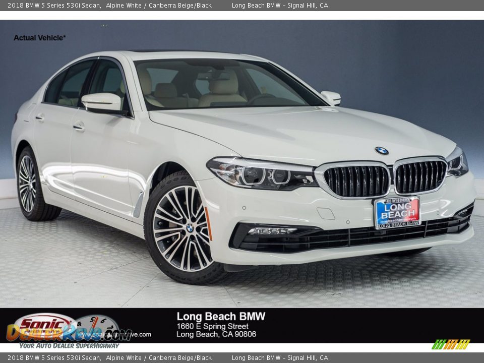 2018 BMW 5 Series 530i Sedan Alpine White / Canberra Beige/Black Photo #1