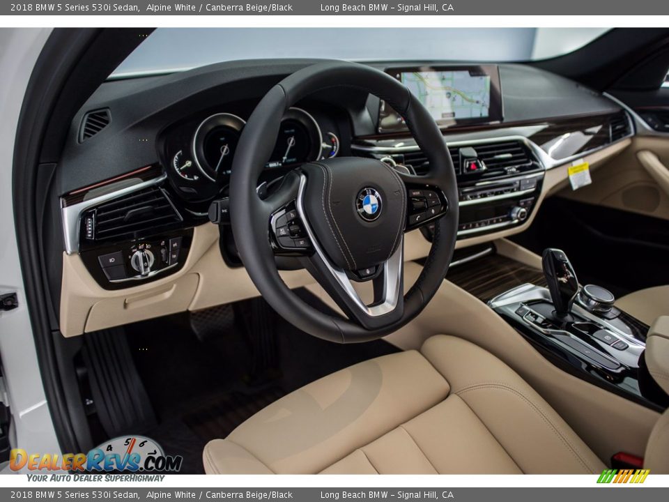 2018 BMW 5 Series 530i Sedan Alpine White / Canberra Beige/Black Photo #6