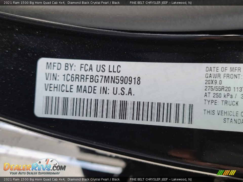 2021 Ram 1500 Big Horn Quad Cab 4x4 Diamond Black Crystal Pearl / Black Photo #14