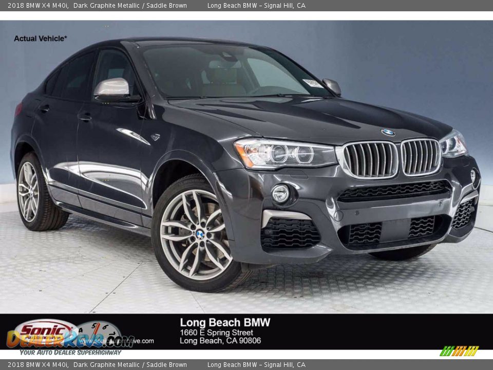 2018 BMW X4 M40i Dark Graphite Metallic / Saddle Brown Photo #1