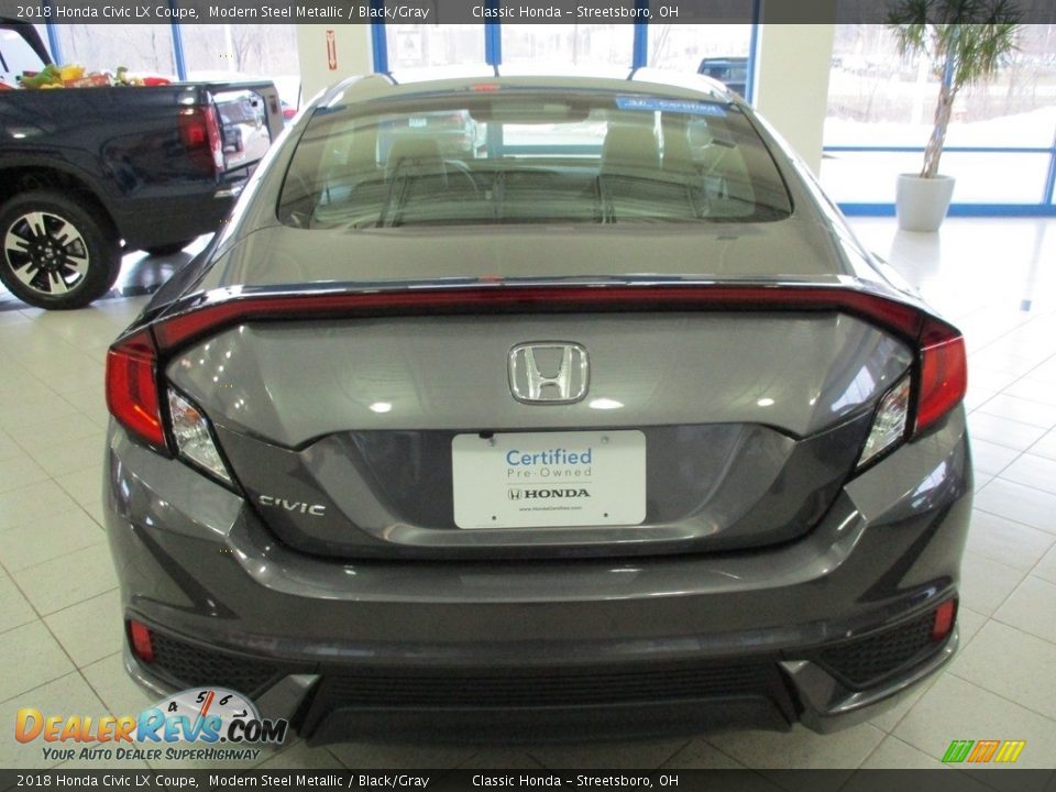 2018 Honda Civic LX Coupe Modern Steel Metallic / Black/Gray Photo #8