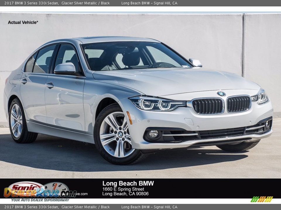 2017 BMW 3 Series 330i Sedan Glacier Silver Metallic / Black Photo #1