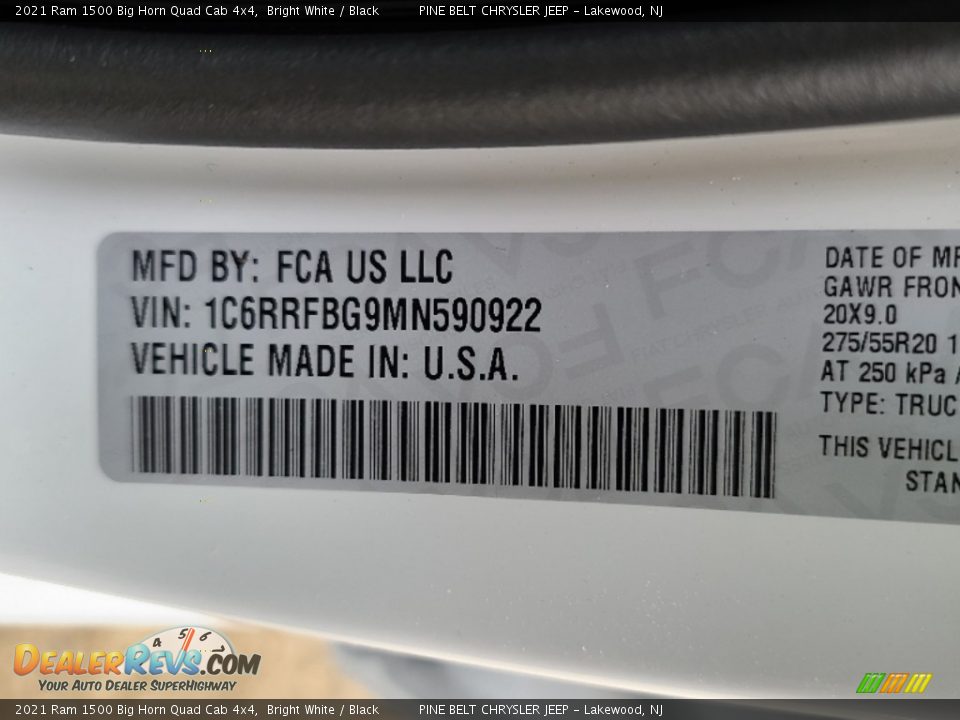 2021 Ram 1500 Big Horn Quad Cab 4x4 Bright White / Black Photo #14