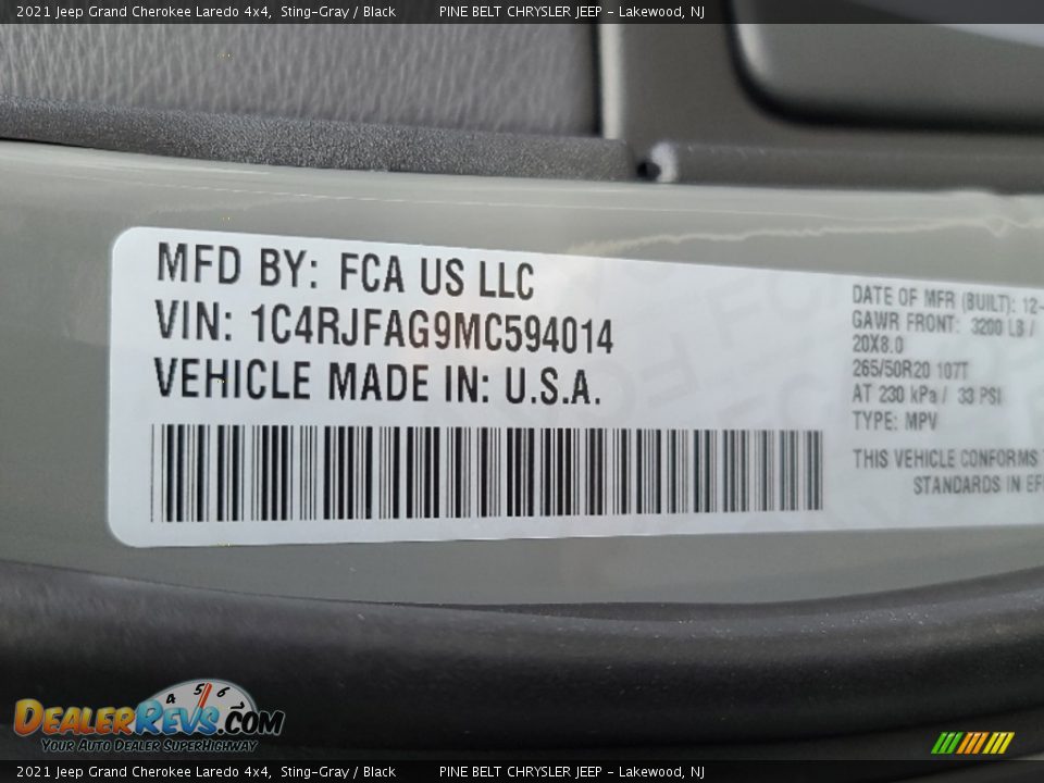 2021 Jeep Grand Cherokee Laredo 4x4 Sting-Gray / Black Photo #14