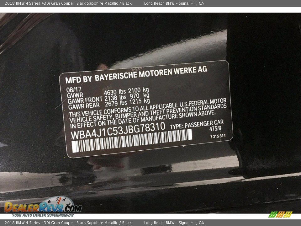 2018 BMW 4 Series 430i Gran Coupe Black Sapphire Metallic / Black Photo #36